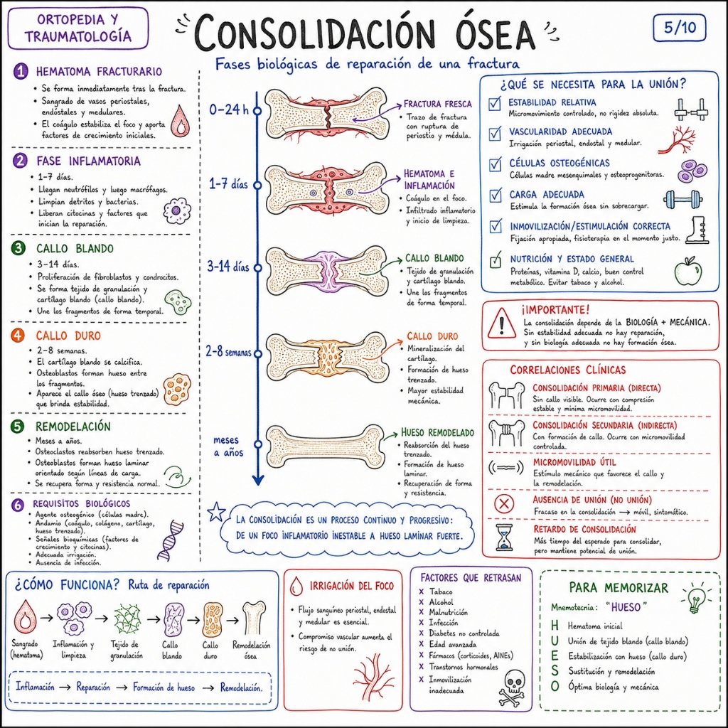 Consolidación Ósea: Fases biológicas de reparación de una fractura