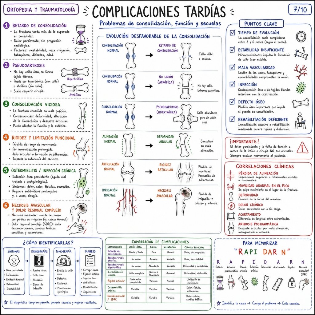 Complicaciones Tardías: Problemas de consolidación, función y secuelas