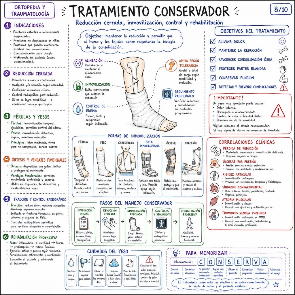 Tratamiento Conservador: Reducción cerrada, inmovilización, control y rehabilitación