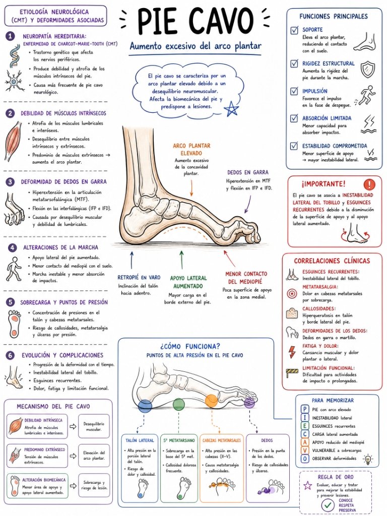 Pie Cavo: Aumento excesivo del arco plantar y biomecánica