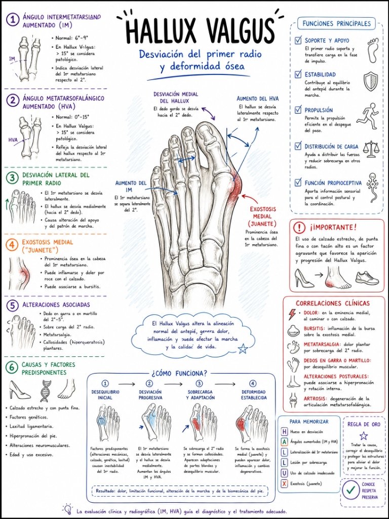Hallux Valgus: Desviación del primer radio y deformidad ósea