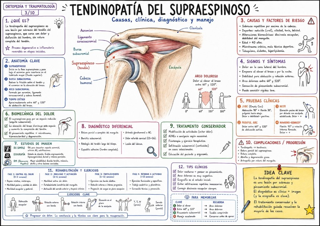 Tendinopatía del Supraespinoso: Causas, clínica, diagnóstico y manejo