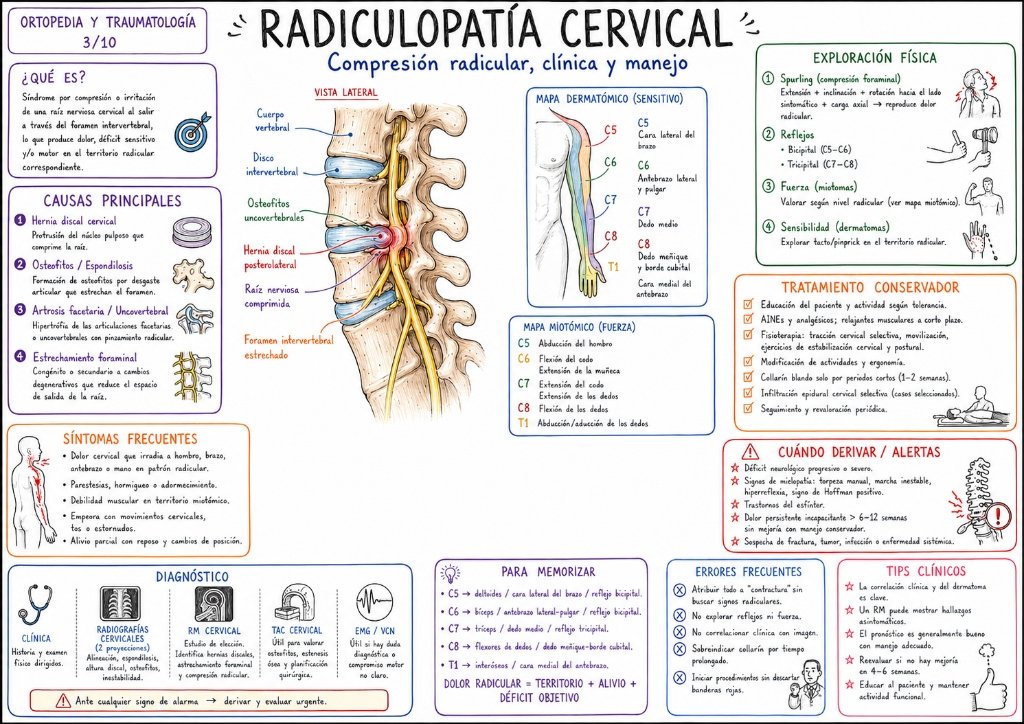 Radiculopatía Cervical: Compresión radicular, clínica y manejo