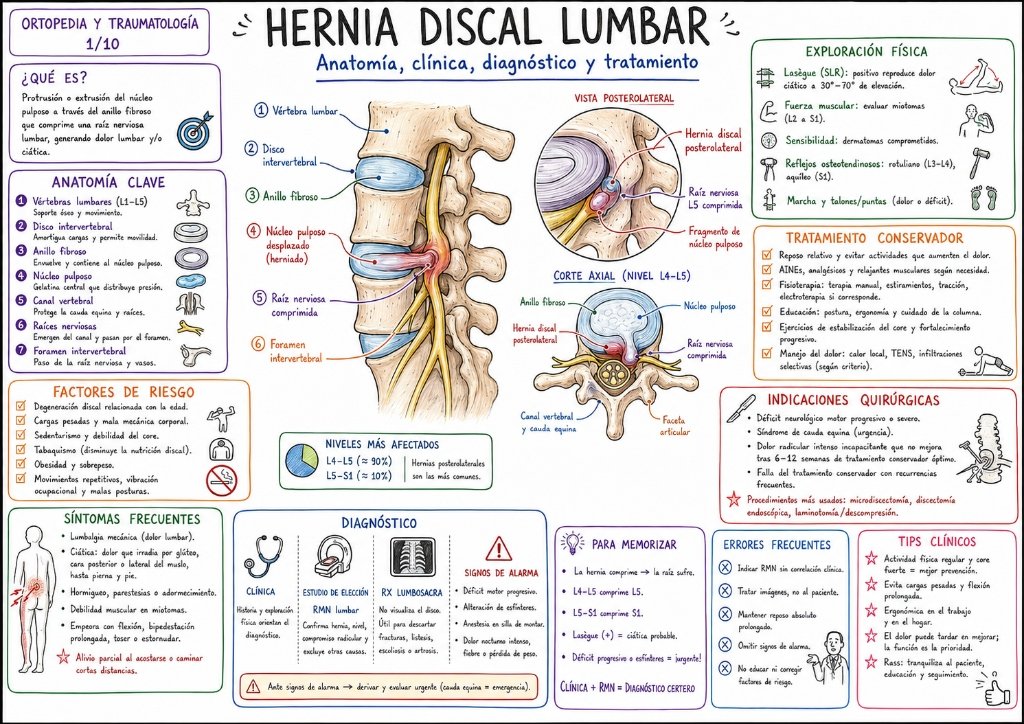 Hernia Discal Lumbar: Anatomía, clínica, diagnóstico y tratamiento