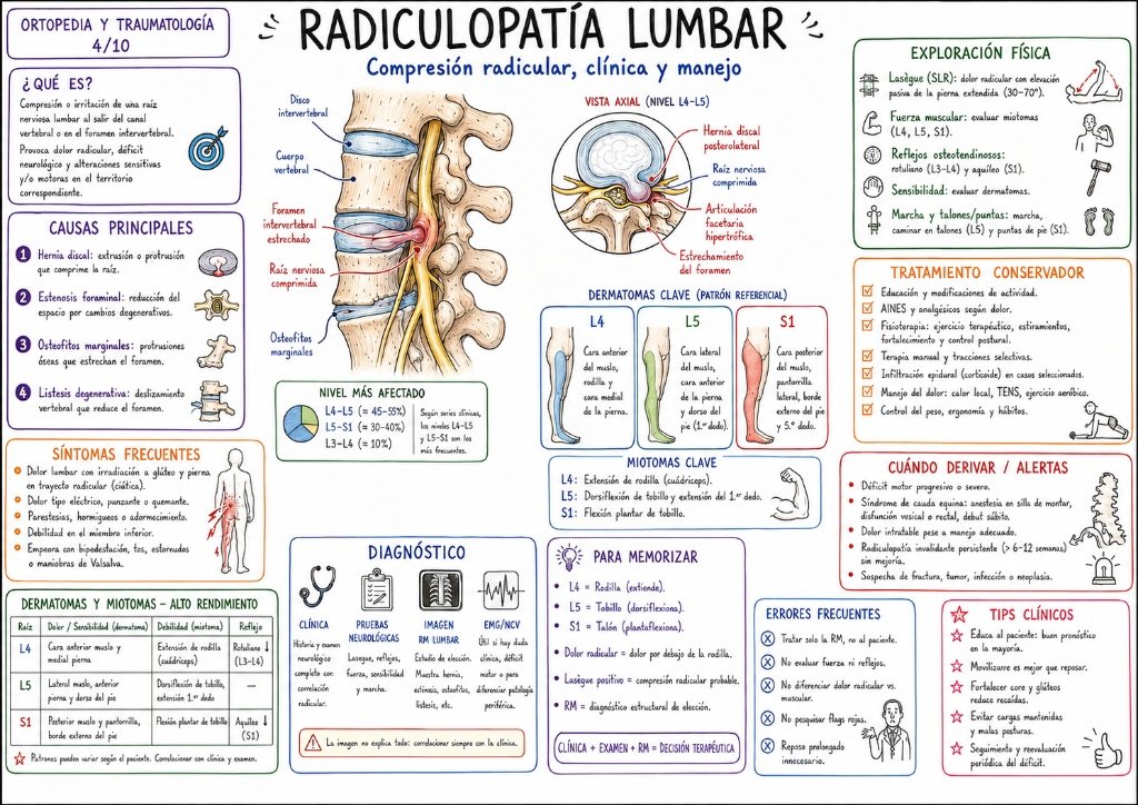 Radiculopatía Lumbar: Compresión radicular, clínica y manejo