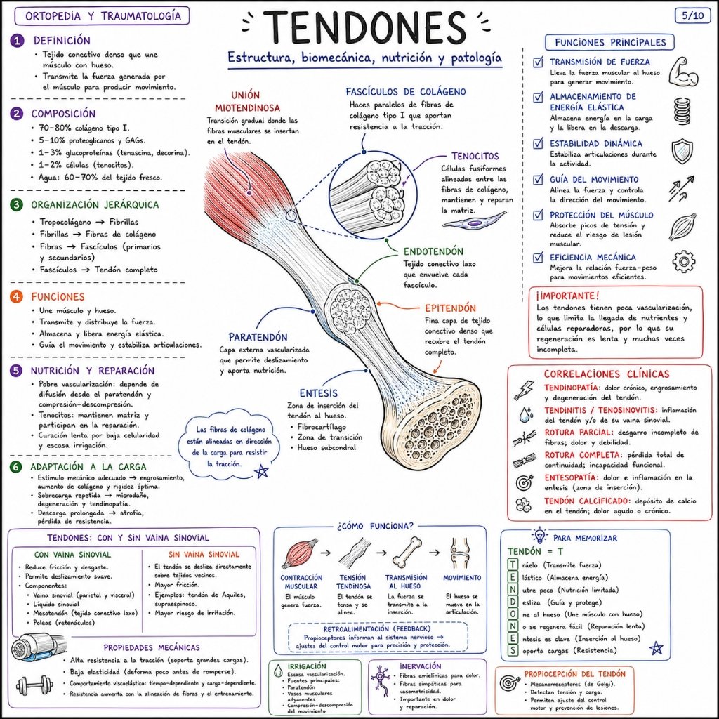 Tendones: Estructura, biomecánica, nutrición y patología